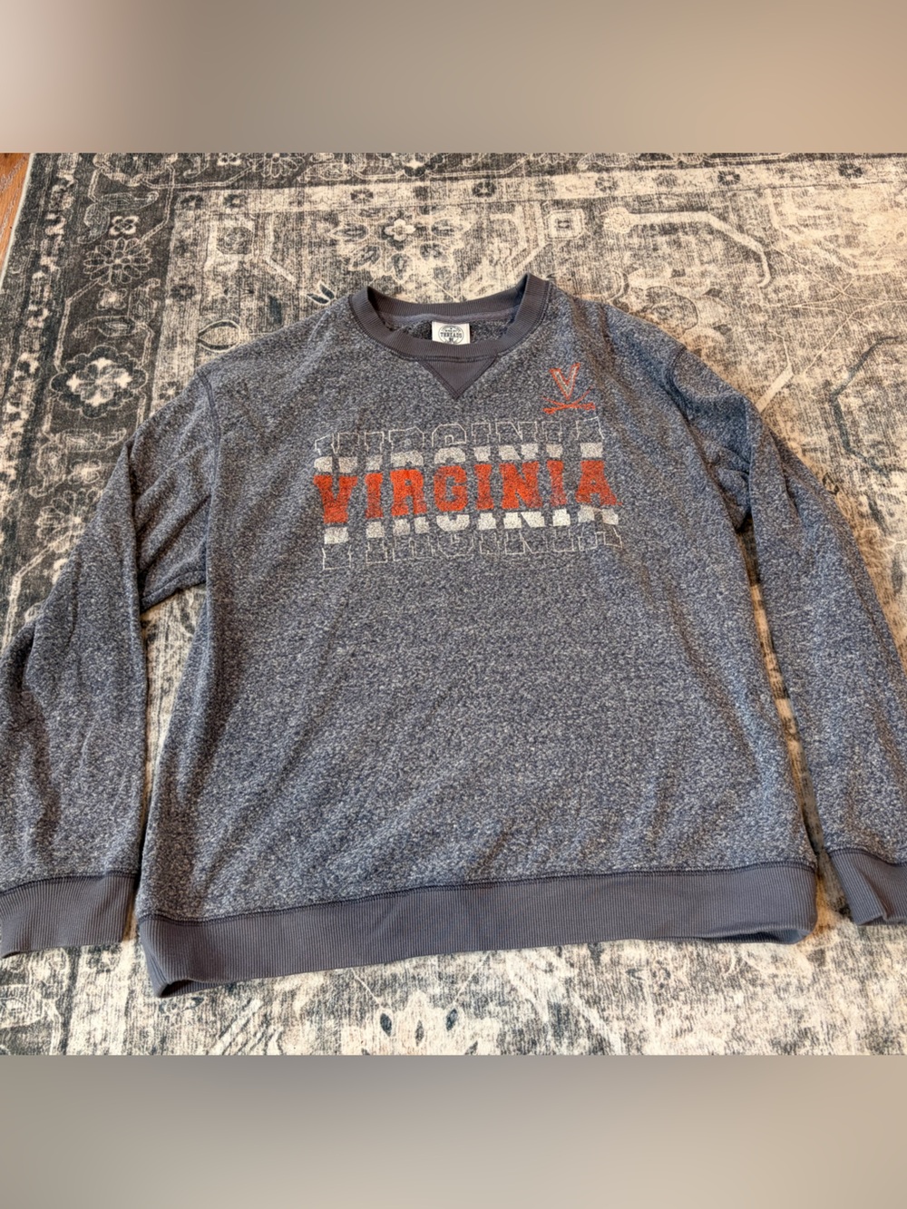 Rivalry Threads Gray Crewneck with Orange VIRGINIA cavaliers Script
